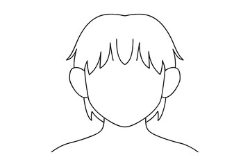 Simple line drawing of a boy's head and shoulders