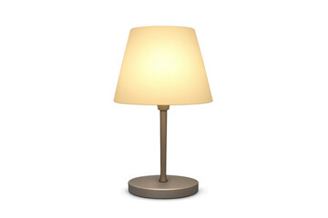 Sleek minimalist table lamp casting soft, warm illumination against transparent background, ideal for contemporary design visualization