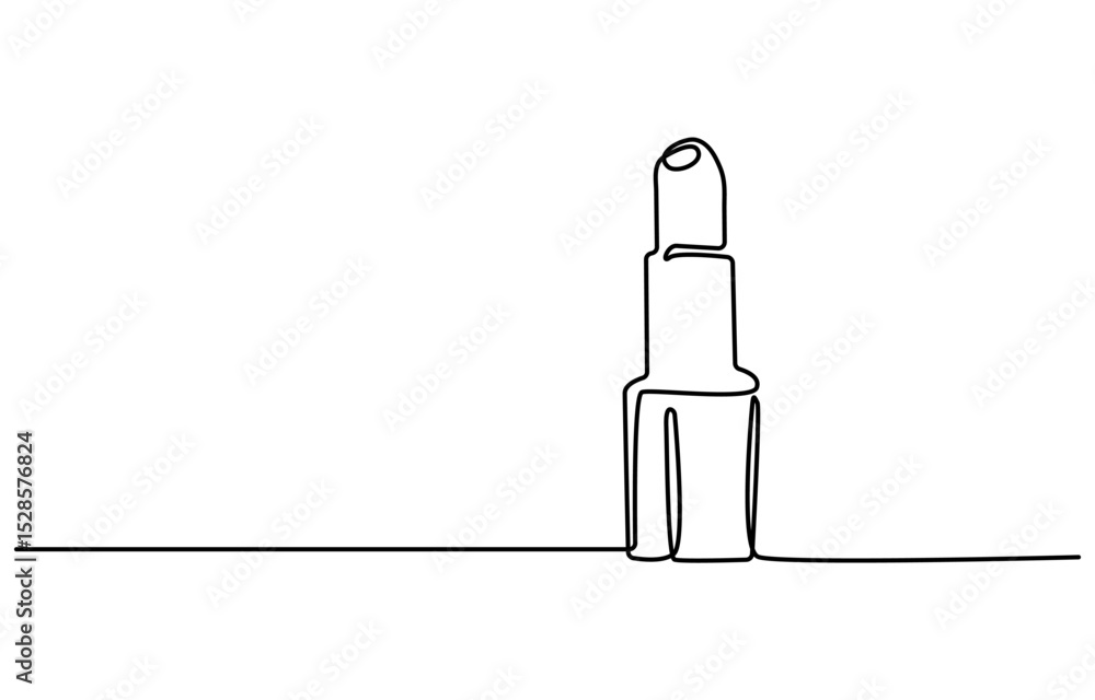 Poster lipstick continuous one line drawing and minimalist style isolate outline vector icon
