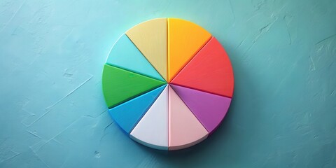 Obraz premium A Colorful Circular Diagram Depicting Segments of a Whole on a Textured Background