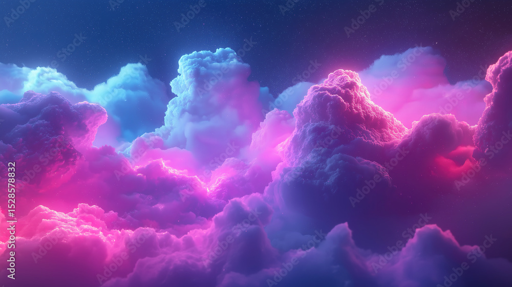 Poster pink and blue hued digital cloud representing the power of in cloud optimization algorithms