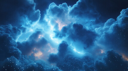 Fototapeta premium Mesmerizing glowing blue cloud symbolizing the vast digital network and seamless data storage