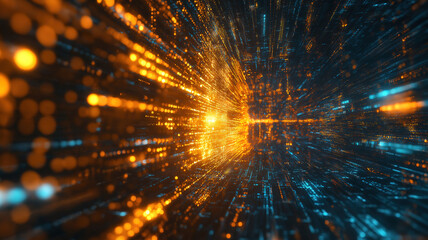 Cloud computing concept with digital web hologram and motion of data flow in futuristic design