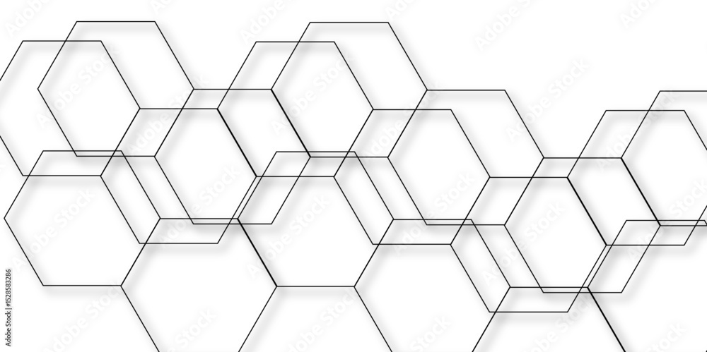 Aufkleber abstract seamless geometric background with interconnected hexagons outlined in thin gray lines on a