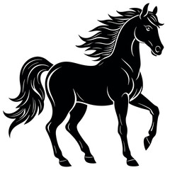 Obraz premium Black horse silhouette vector illustration .