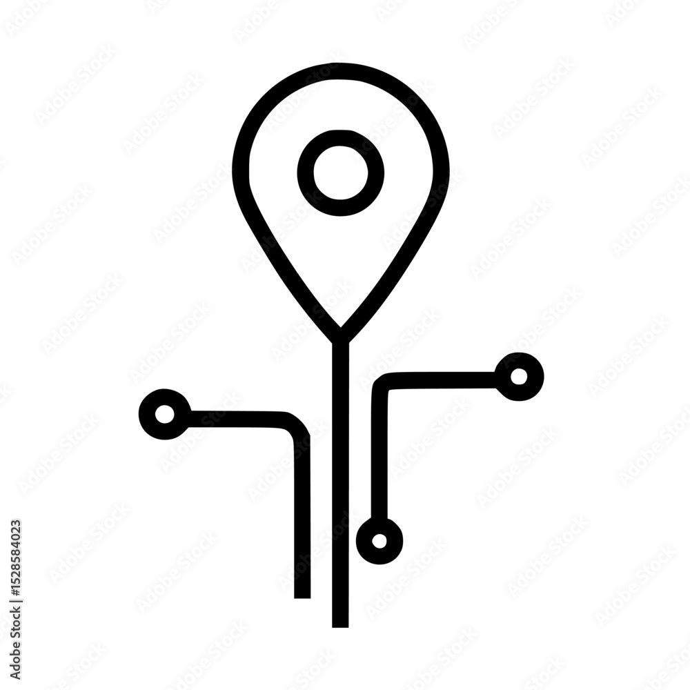Poster location tracking system with connected nodes, indicating network and gps functionality.