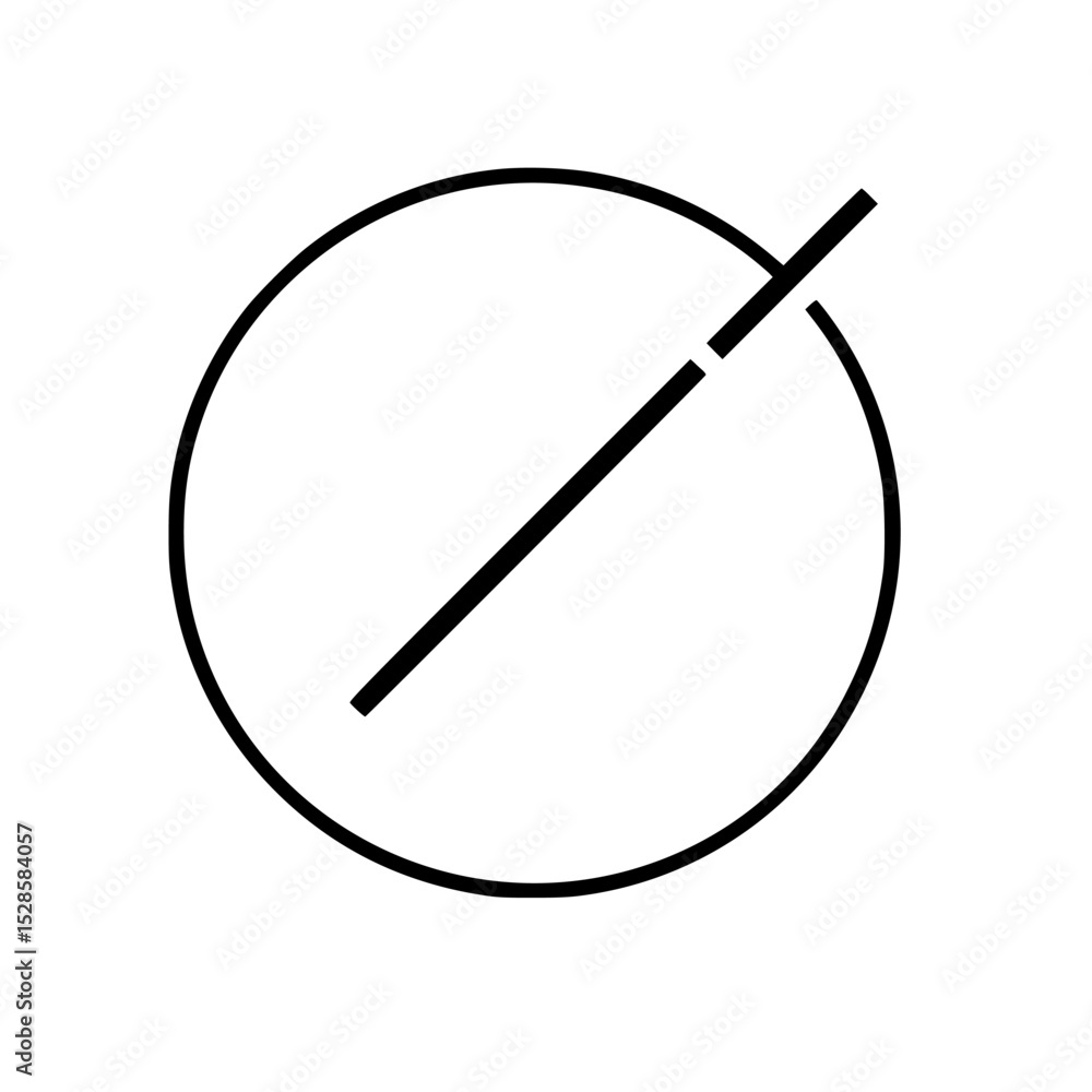 Poster simple graphic of a circle with a diagonal line through it, indicating a prohibition or cancellation