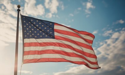 National flag waving outdoors on sunny day