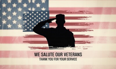Saluting soldier american flag background patriotism military tribute