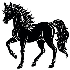 Obraz premium Black horse silhouette vector illustration .