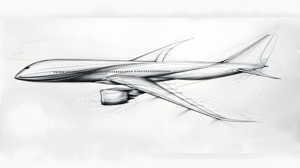 pencil sketch of a passenger airplane