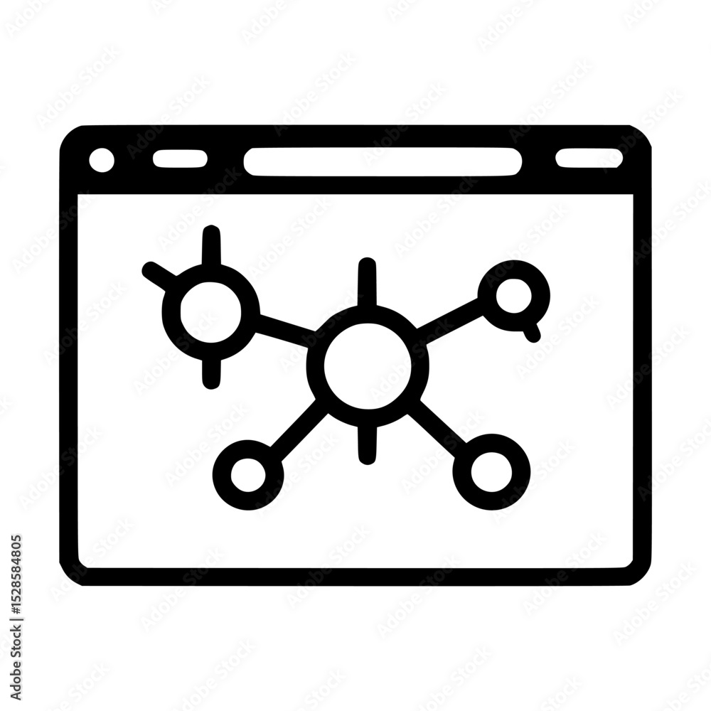 Poster network diagram displayed on a computer screen, showing interconnected nodes.