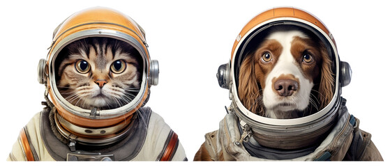 PNG Animals in space suits, element set on transparent background