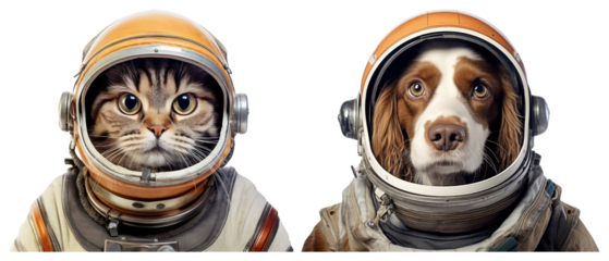 PNG Animals in space suits, element set on transparent background