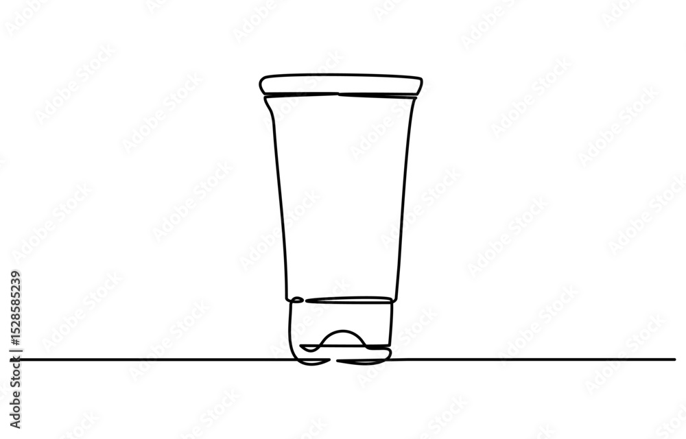 Poster moisturizer web banner with continuous line icon.cream glass jar mockup featuring smart object editi