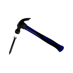 Hammer and nail logo vector illustration design, woodworker, workshop, icon, symbol