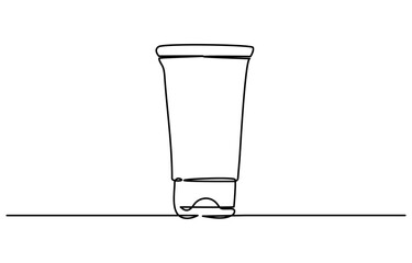 Moisturizer Web Banner with Continuous Line Icon.Cream glass jar mockup featuring smart object editing to allow designers to showcase a cosmetic branding/packaging line.