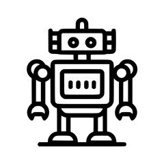 Fototapeta premium A simple line drawing of a retro robot, standing upright with arms and legs.