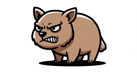 Obraz premium Angry Wombat Cartoon Character Illustration