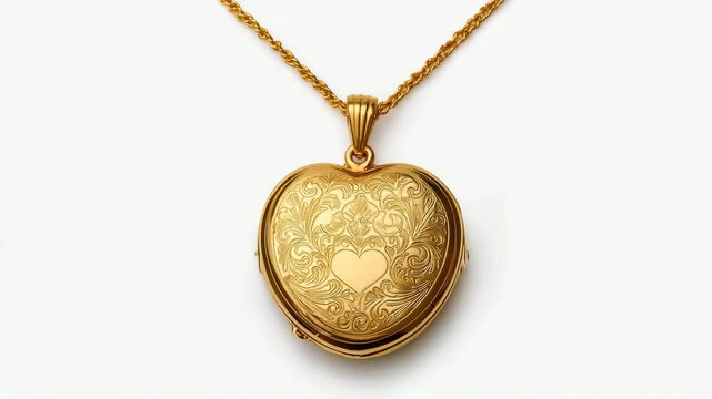 Gold heart-shaped locket pendant on a chain