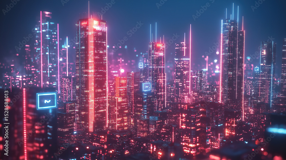Aufkleber 5g-powered digital network in a smart city, connecting iot devices and enabling future communication