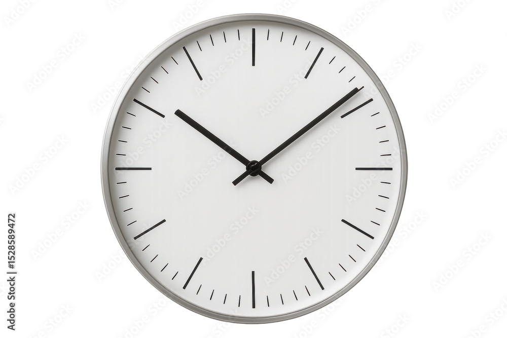 Poster minimalist clock showcasing time on a transparent background, emphasizing modern design and simplici