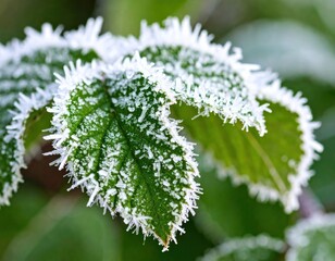 Close-up of frosted leaves