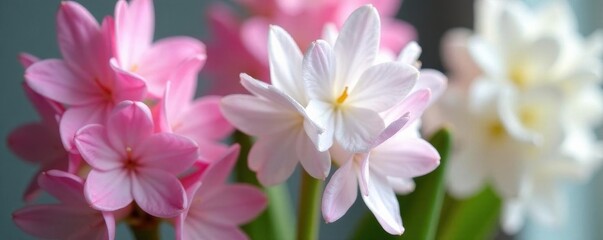 Delicate white and pink hyacinth blooms Winter/spring festive arrangement , traditional, festive