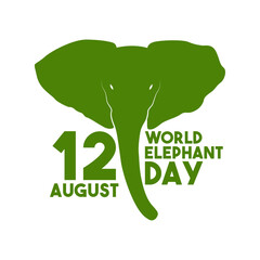 World elephant day. August 12. Elephant head icon on white background. Poster or banner.