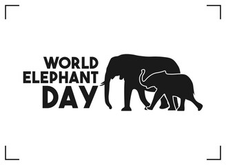 Vector illustration of world elephant day on white background. August 12.