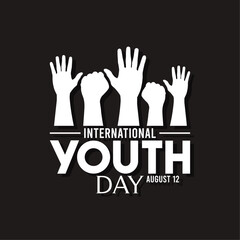 International youth day design on black background. August 12. Flat design vector illustration.