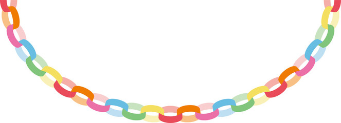 カラフルな輪つなぎガーランドのベクターイラスト（イベント・飾り・手作り風）｜輪つなぎ, ガーランド, 飾り, カラフル, 白背景, ベクター