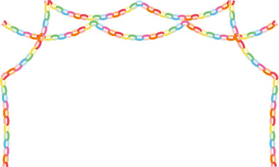 カラフルな輪つなぎガーランドのベクターイラスト（イベント・飾り・手作り風）｜輪つなぎ, ガーランド, 飾り, カラフル, 白背景, ベクター