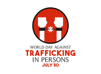 World day against trafficking in persons design on white background. Broken chains. July 30.