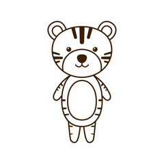 Line art cute tiger on white background. Great for coloring picture books.