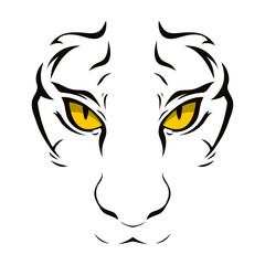 White tiger face design background. Flat design vector illustration.