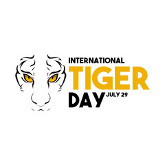 International tiger day on white background. July 29. Poster or banner.