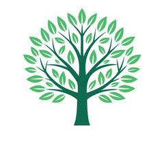 Minimal Tree with Roots and Branches – Line Art Vector Icon

