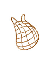 Minimalistic illustration of eco shopping bag. Woven shopping bag for vegetables and fruits, isolated on transparent background. Eco friendly shopping