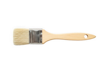 Paint brush with wooden handle isolated on transparent background