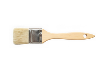 Paint brush with wooden handle isolated on transparent background