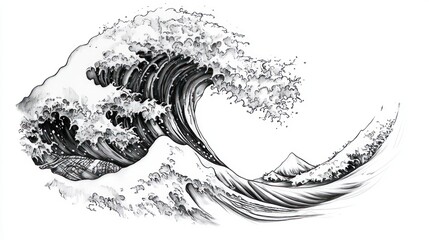 Powerful ocean wave graphic art