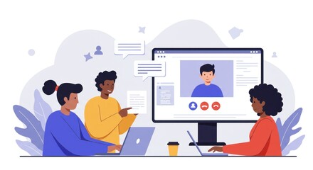 Online team meeting illustration