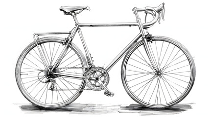 pencil sketch of road bicycle thin wheels