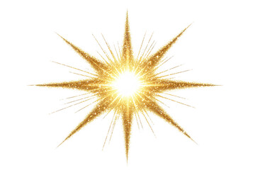 Fototapeta premium Golden glittering starburst isolated on transparent background