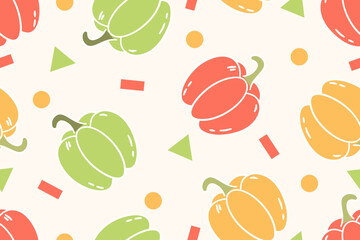 seamless pattern with line Bell pepper and geometric shape
