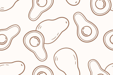 Seamless pattern with brown avocado line.