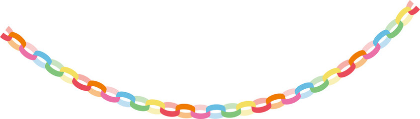 Obraz premium カラフルな輪つなぎガーランドのベクターイラスト（イベント・飾り・手作り風）｜輪つなぎ, ガーランド, 飾り, カラフル, 白背景, ベクター