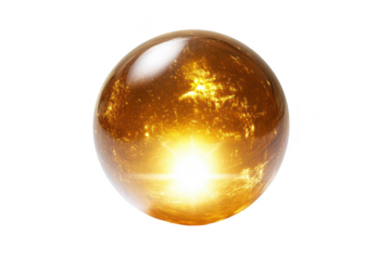 Luminous golden orb isolated on transparent background