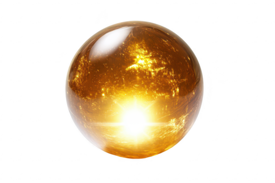 Luminous golden orb isolated on transparent background